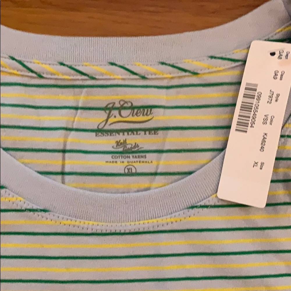 ⭐️ J Crew women’s XL striped T, green and yellow, NWT - Picture 3 of 5